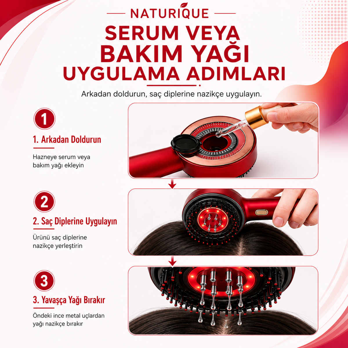 Naturique® LED Işıklı Saç Derisi Masaj Tarağı
