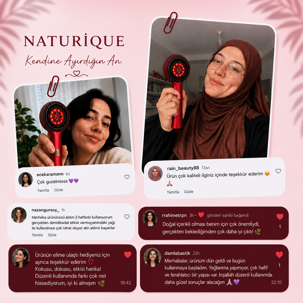 Naturique® LED Işıklı Saç Derisi Masaj Tarağı