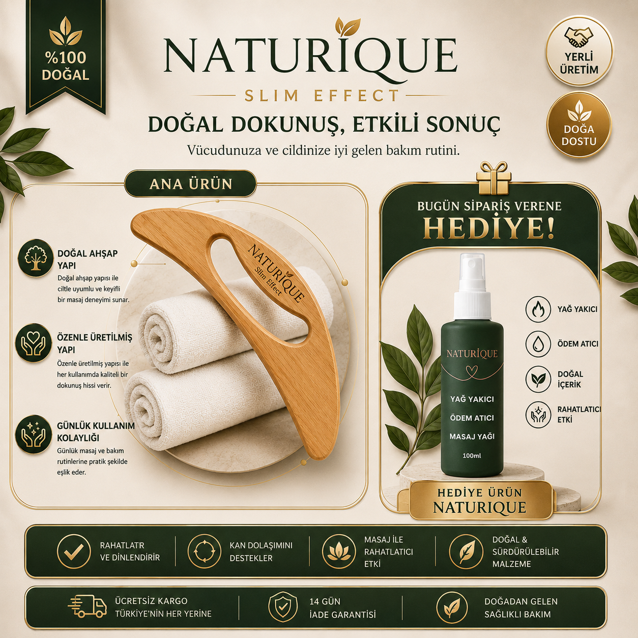 Naturique™ El Yapımı Lenf | Selülit Karşıtı Masaj Aleti